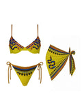Sexy Snake Butterfly Printed Bikini With Skirt Women 3Pcs Swimwear Fashion Lady Low Waist Biquini Bathing Suit Female Beachwear