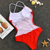 Criss Cross Backless Women Swimwear One Piece Swimsuit Female Monokini High Cut Leg Bather Bathing Suit Swim Beach Wear Lady