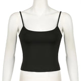 Sexy Spaghetti Strap Tank Tops Fashion Women White Solid Basic Sleeveless Y2K All-Match Crop Top Casual Streetwear Harajuku Tees