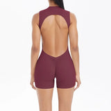 Women's Seamless Yoga Jumpsuit New Beautiful Back & Pleats Hip Lifting Short Jumpsuit Sports Running Fitness Jumpsuit Yoga Suit
