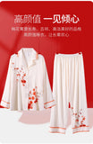 Mother's Day gifts for spring and summer high-quality pajamas, plum blossom white ice silk pajamas, women's summer home wear