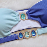 2026 Sexy Bikini Bandeau Women Crystal Diamond Patchwork Hollow Swimwear Swimsuit Bikinis Set Bathing Suit Bikini Female Push Up