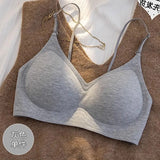 Summer Seamless Crop Top Bra Small Chest Gathered Thin Straps Back Accentuating Bralette Beachwear Light Support Wirefree AU
