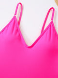 2026 Sexy Solid Swimsuit One Piece High Cut Swimwear Women V neck Backless Bathers Bathing Swimming Swim Suit Female Beachwear