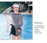 Swimsuit Plus Size Girl Conservative Split Fashion Sports Sunscreen Long Sleeved Slimming Hot Spring Three Piece Set