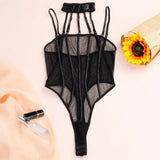 Toucheart Erotic Bodysuit Net Clothes Halter Lace See-through Skinny Backless Sissy Premium HotSeductive Women Coquette Bodysuit