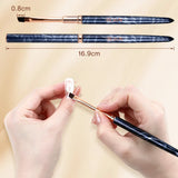 Angled Builder Gel Nail Brush, Firm Nylon Bristles, Copper Ferrule, Marble Handle with Cap, Precision Manicure Sculpting Tool fo