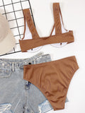 Bikini 2026 Sexy Coffee Push Up High Waist Swimwear Swimsuit Women Bikinis Set Bathing Suit Beach Bikini Taille Haute Banadores