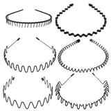 6/1pcs Fashion Metal Hair Band for Men Women Unisex Black Waved Hair Head Hoop Sports Headband Hairband Hair Accessories