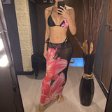 XS - L Floral Flowers With Skirt Bikini Female Swimsuit Women Swimwear Three-pieces Bikini set Bather Bathing Suit Swim V6788B