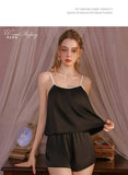 Elegant New Home Wear Set Sexy Women's Pajamas With Chest Pads Pure Desire Camisole And Sleep Pants Two-piece Sets Casual XWEX