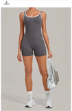 Color Blocking Brushed Yoga Jumpsuit Women Hollow Out Backless Tight Sport One Piece Suit Gym Running Exercise Fitness Bodysuits