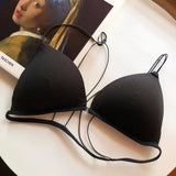 MOYISU Desire Sexy Girl Underwear Front Buckle Thin Shoulder Triangle Cup Thin Back Without Underwire Sexy Simple Bra Small Bra