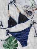 2025 Halter Sparkling Brazilian Diamond Bikini Women Swimsuit Female Swimwear Two Pieces Bikini Set PU Leather Bathing Suit Swim