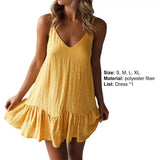V Neck Summer Dress for Dating Women Dress Solid Color Flounce Edge Spaghetti Strap Women Party Dresses