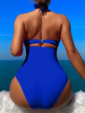 2026 Sexy Padded Swimsuit Women One Piece Halter Hollow Swimwear Female Solid Bathers Bathing Swimming Swim Suit Beachwear