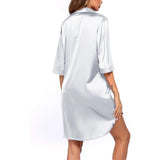 New Women's Solid Color Silky Comfortable Soft Pajamas Sexy Short Sleeve Nightshirt Smooth & Skin-Friendly Home Sleepwear Lounge
