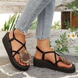 Summer Thick Bottom Bohemian Sandals Women Flowers Decor Non Slip Platform Beach Sandles Woman Plus Size 42 Light Eva Sandals