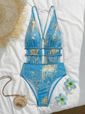 2026 V-neck Swimsuit Women One Piece Solid Printed Monokini Swimwear Female Sexy Bathers Bathing Swimming Swim Suit Beach Wear