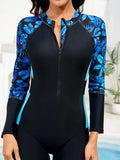 Woman Swimsuit One Piece Surfing Clothes Sport Style Long Sleeve Jumpsuit Diving Suit Women's Swimwear Female Swimming Bodysuit