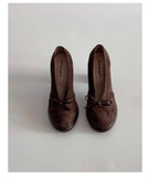 Spring Autumn Platform Mary Jane Shoes Women Thick High Heels Shoes Vintage Slip on Butterfly-knot Pumps 2026 New