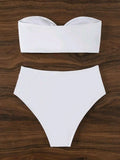 XS - XL 3D Flower Female Bandeau Swimsuit High Waist Bikini Women Swimwear Two-pieces Bikini Set Bather Bathing Suit Swim Lady