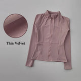 Women's Long-Sleeved Fleece Jacket Slimming Warm Coat for Yoga Pilates Fitness Running - Autumn Winter Sports Outerwear
