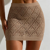 Sexy Hollow Out Crochet Knitted Tunic Beach Cover Up Cover-ups Beach Dress Beach Wear Beachwear Mini Skirt Female Women K6587