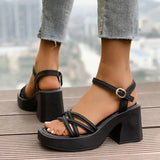 2026 New Fashion Summer Open  Round Toe Bottom Buckle Shallow Mouth Casual Thick High Heel Large Women's Sandals 35-42