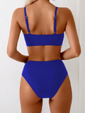 Sexy Black Metal V Wire Bikini Set 2026 Women Hollow Out Push Up Bra High Waist Swimsuit Beach Bathing Suit Two Piece Swimwear