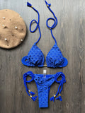New Red Special Fabric Bikini Set Sexy Women's Hollow Fabric Split Swimsuit Summer Beach Bikini
