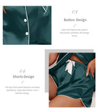 Women's Pajama Lounge Set Summer Heart Embroidered Pocket Patched Short Sleeve Shirt & Shorts Pajamas 2 Piece Set Pyjama Femme