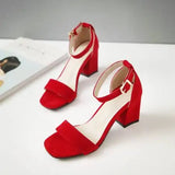 Women Sandals New Summer Fashion Sandals Medium High Heels Outdoor Elegant Wedding Shoes Bridal Plus Size Buckle Strap Sandals