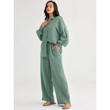 2026 Spring and Summer Casual Suit New Fashion Suit Loose Casual Top Wide Leg Pants Two-piece Set for Women