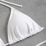 Toucheart Sexy Lingerie Suit for Women Mesh Four-piece Beach Swimsuit Sexy Bikini Solid Color Long Sleeves Mesh See-through Set