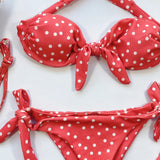 Sexy Leopard Polka Dot Knotted Brazilian Bikini Women Swimwear Female Swimsuit Two-pieces Bikini Set Bather Bathing Suit V643