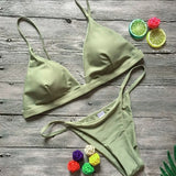 New Sexy Padded Brazilian Bikini Women Swimwear Female Swimsuit Two-Pieces Bikini Set Solid Bather Bathing Suit Swim Lady V64A