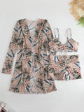 New Sexy 3 Pieces Suit for Women Neck Hanging Bikini Set+Cover-up Swimwear Sunproof Tankini High Waist Shorts Swimsuit Beachwear