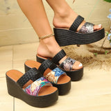 2026Trend Summer High Heel Women Sandals Big Size Open Toe Beach Shoes Fashion Comfortable Wedge Heel Slippers Slides Women