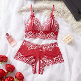 Lace Hollow Contrast Color Sexy Lingerie Bra And Panties Sets Open Chest Underwear Set Crotchless Women Erotic Suits