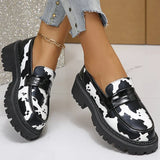 Casual Zebra Stripes Loafers Shoes for Women Spring Autumn Round Toe Platform Women's Loafers Plus Size Shoes Female