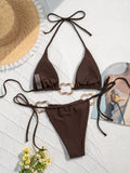 DEKA Fashion Metal Bandeau Bikini Set Buckle Swimsuit Women Push Up Suspender Micro Bikini New Sexy Beachwear Biquini