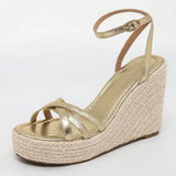 Comfy Walk Big Size 43 Summer Rome Espadrilles Sandals Women Ankle Strap Sandals High Heels Wedges Shoes Gold Platform Sandal