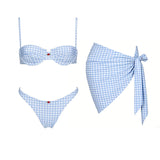 Striped 3Pcs Bandeau Biquini 2026 Women Sexy Swimsuit Push Up Swimwear Female Swimming Suits Low Waisted Bathingsuit Beachwear