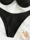 Sexy One Shoulder Bikini Set 2025 Women Red Black Push Up Underwire Micro Swimsuit Brazilian Cut Out Bathing Suit Thong Swimwear