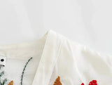 Foridol Marine Organism Embroidery Batwing Sleeve Summer Spring Maxi Skirt Set Cotton White Tassle Dress Set Outfits Button Suit