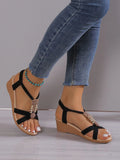 Wedge Sandals for Women Summer Comfortable Non Slip Beach Shoes Woman PU Leather Platform Roman Sandalias Mujer