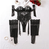 New Lace perspective Sexy Backless Slim Fit curve S-shaped Figure Sexy Seductive Lingerie Jumpsuit Two-piece Set