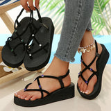 Lightweight Crystal Wedges Rome Sandals Women Plus Size 42 Thick Sole Eva Summer Sandles Woman Non Slip Platform Beach Sandles