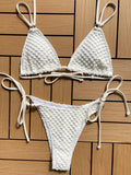 Sexy Wrinkled Strappy Halter Bikini Female Swimsuit Women Swimwear Two-pieces Bikini set Tie Side Bather Bathing Suit Swim Lady